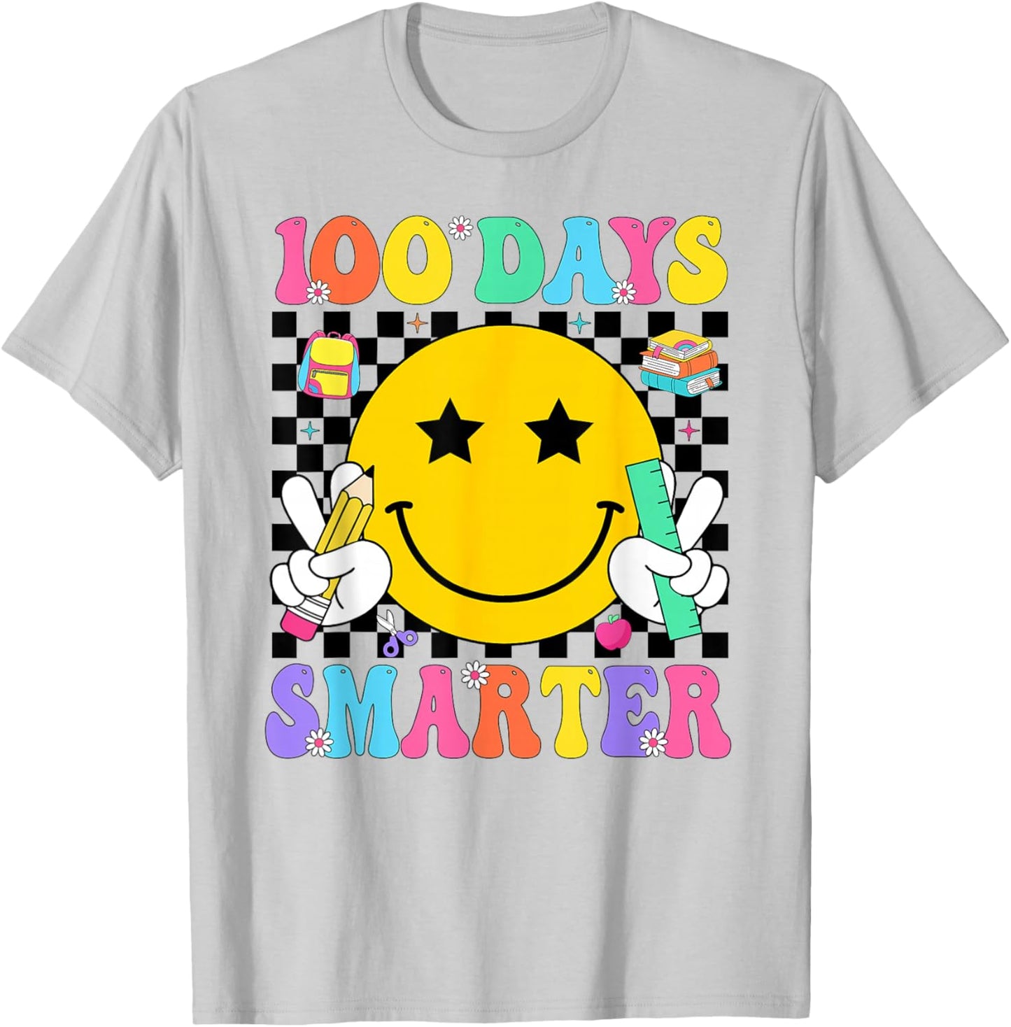100 Days Smarter Teacher Boys Girls Kids 100th Day of School T-Shirt - T-Shirt | Ash