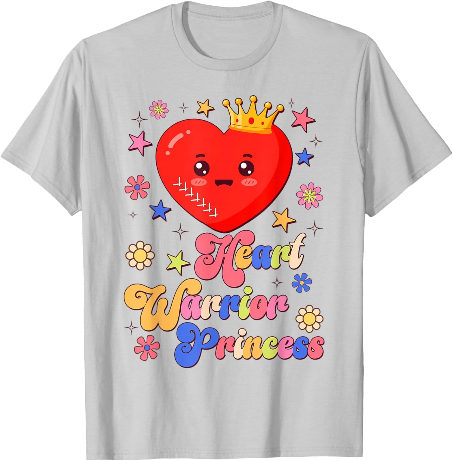 Heart Warrior Princess CHD Congenital Heart Defect Awareness T-Shirt - T-Shirt | Ash