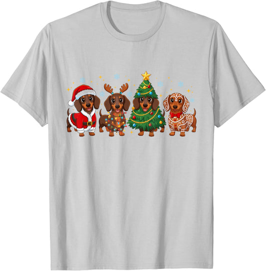 Dachshund Christmas Weiner Dog Holiday Women Kids T-Shirt - T-Shirt | Ash