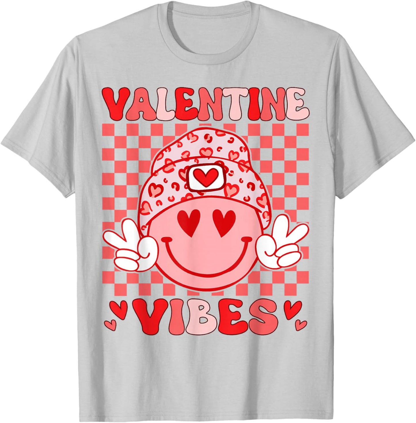 Valentine Vibes Hippie Valentines Day Shirts for Girls Women T-Shirt - T-Shirt | Ash