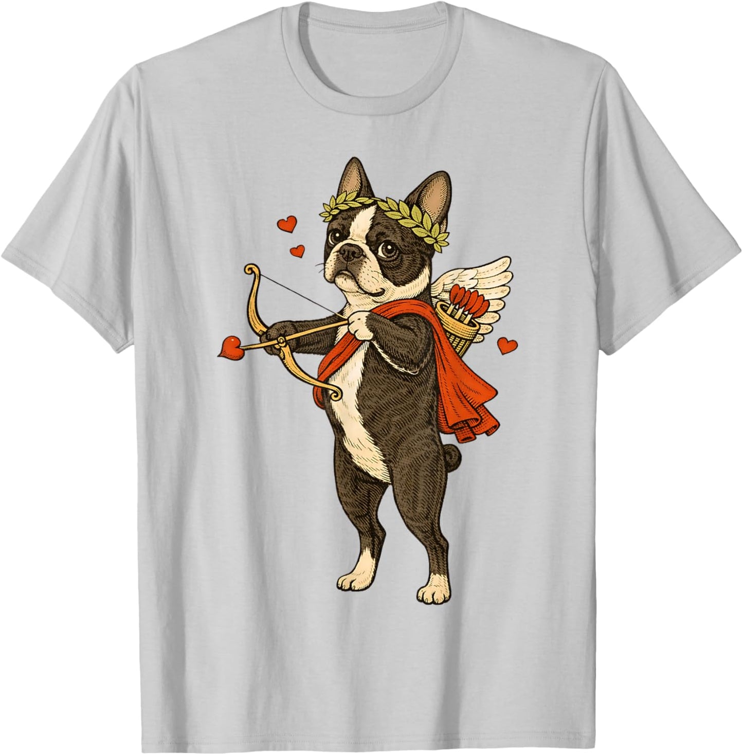 Valentine's Boston Terrier Cupid for Dog Lover T-Shirt - T-Shirt | Ash