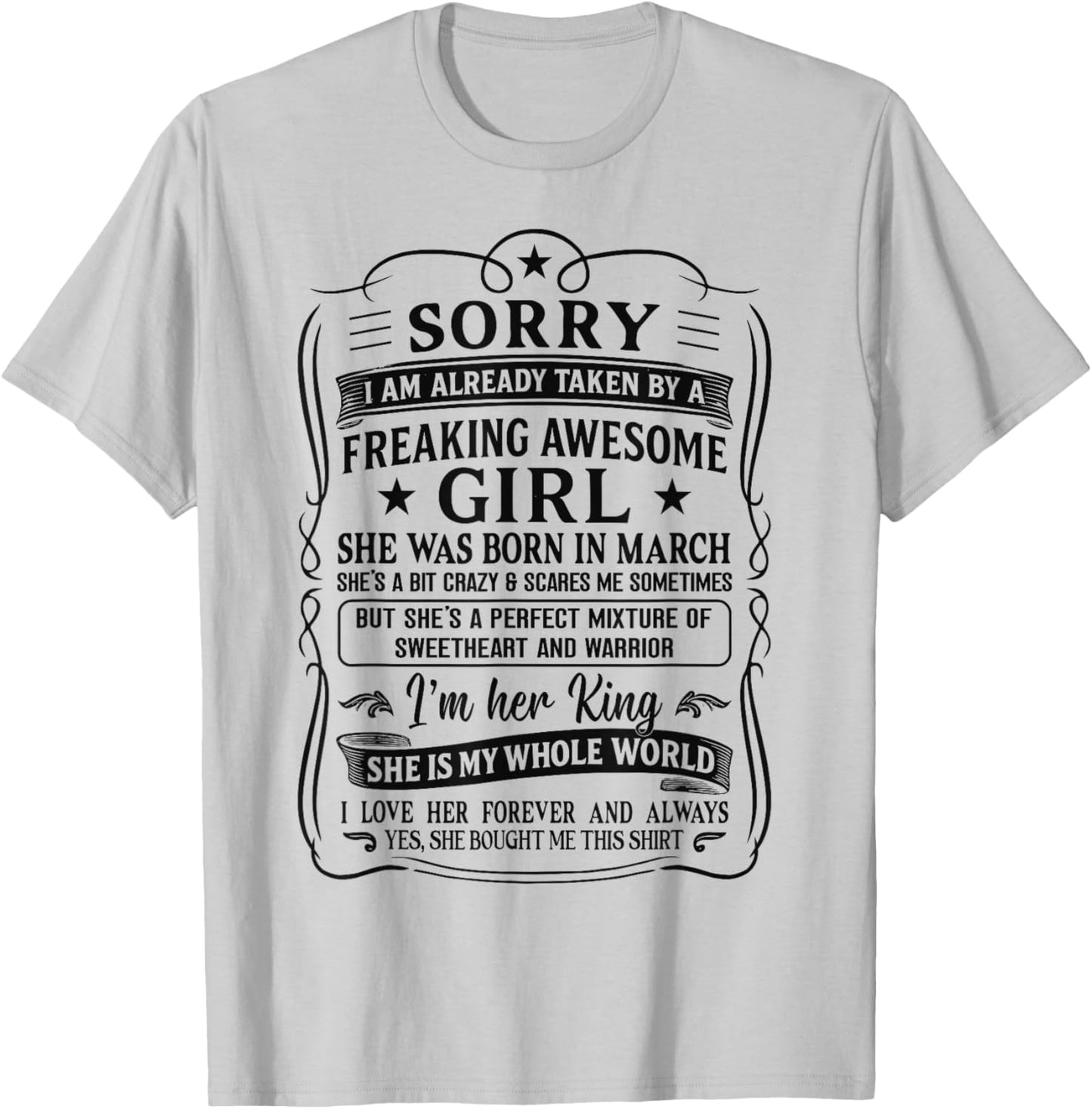 I Am Already Taken by Freaking Awesome Girl Born in March T-Shirt - T-Shirt | Ash