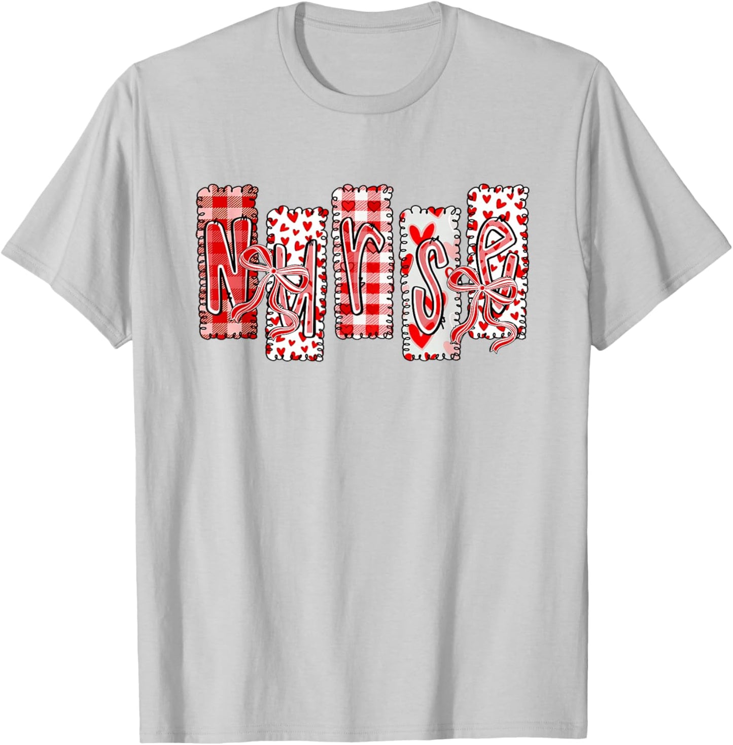 Preppy Valentines Nurse Life Coquette Bow Nursing Student T-Shirt - T-Shirt | Ash
