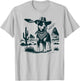 Australian Cattle Dog Smoking with UFO Western Cowboy Dog T-Shirt - T-Shirt | Ash