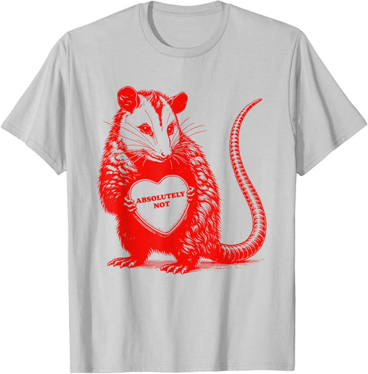 Funny Opossum Absolutely Not Valentine Graphic T-Shirt - T-Shirt | Ash