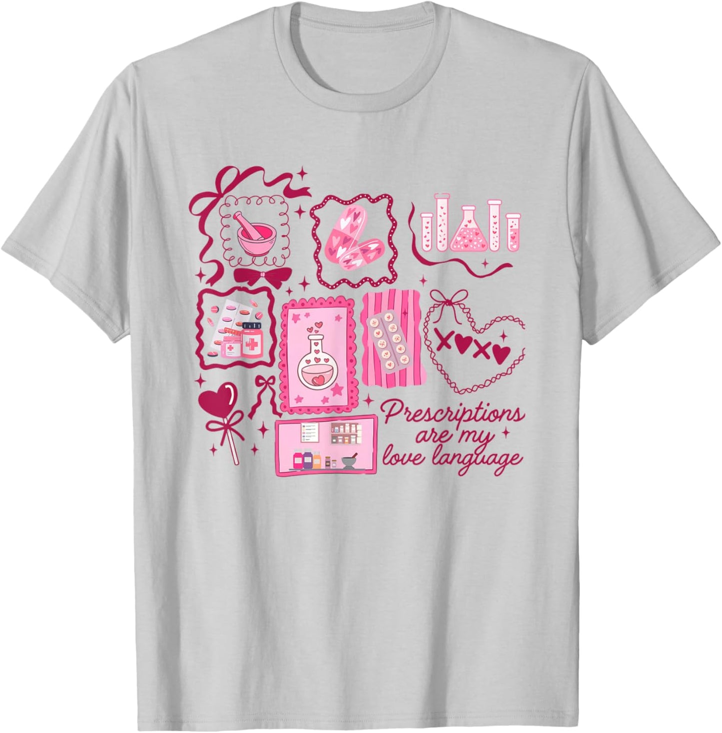 Women Pharmacy Tech Valentine Prescription Pharmacist T-Shirt - T-Shirt | Ash