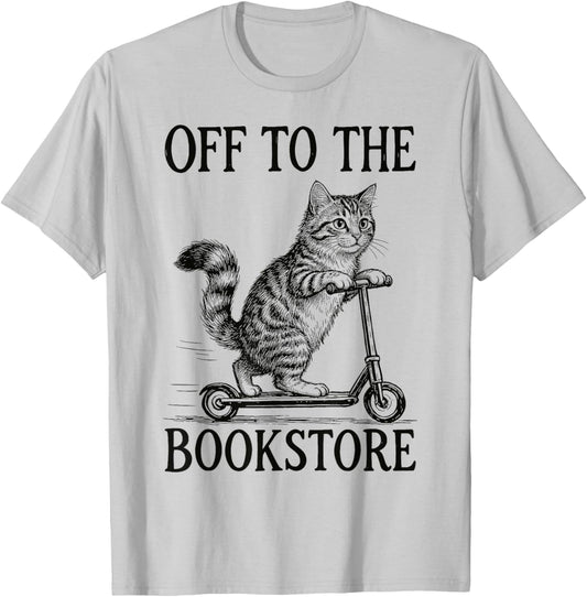 Off to The Bookstore Reading Bookworm T-Shirt - T-Shirt | Ash