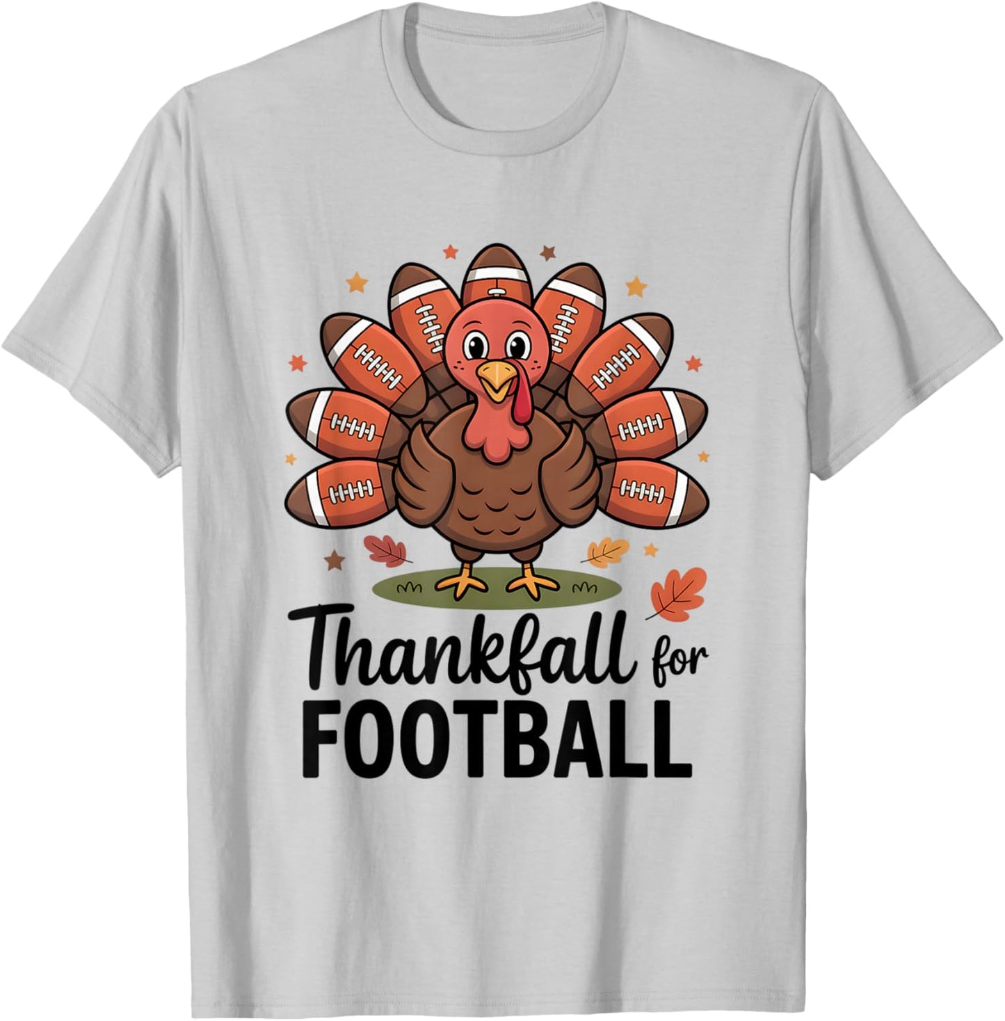 Thankful Football Turkey Thanksgiving Fall Boys Men Women T-Shirt - T-Shirt | Ash