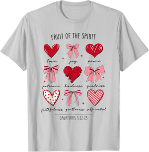 Fruit of The Spirit Christian Hearts Galatians 5:22-23 T-Shirt - T-Shirt | Ash