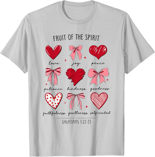 Fruit of The Spirit Christian Hearts Galatians 5:22-23 T-Shirt - T-Shirt | Ash