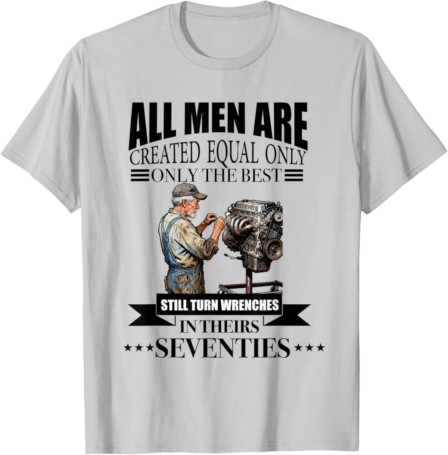 All Men are Created Equal Turn Wrenches in Seventies 70s T-Shirt - T-Shirt | Ash