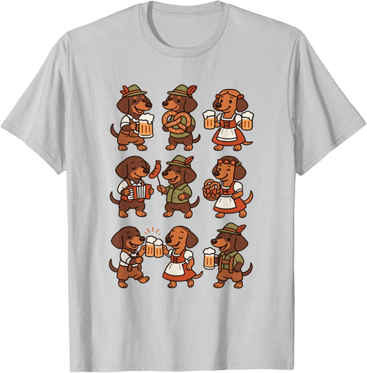 Oktoberfest Dachshund Cute Sausage Dog German Men Women T-Shirt - T-Shirt | Ash