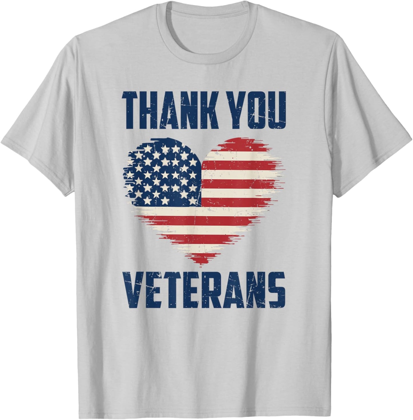 Patriotic American Flag Thank You Veterans Men Women Kids T-Shirt - T-Shirt | Ash