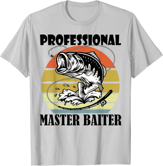 Professional Master Baiter Shirt Kid Retro Papa Fishing T-Shirt - T-Shirt | Ash