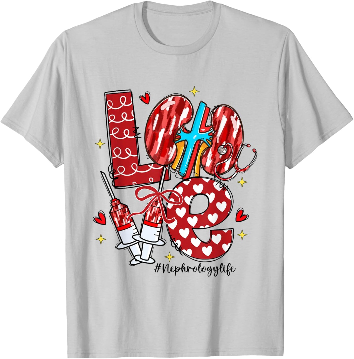 Love Nephrology Life Nephrology Nurse T-Shirt - T-Shirt | Ash