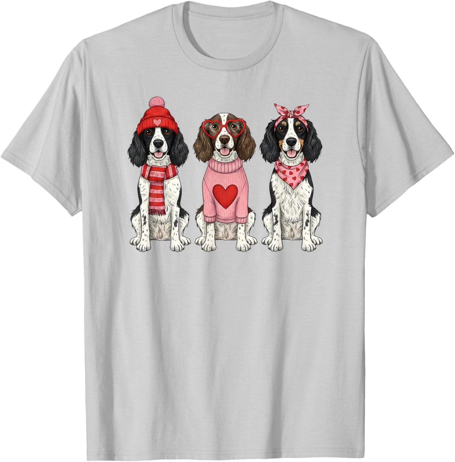 Cute English Springer Spaniel Valentine Dog T-Shirt - T-Shirt | Ash