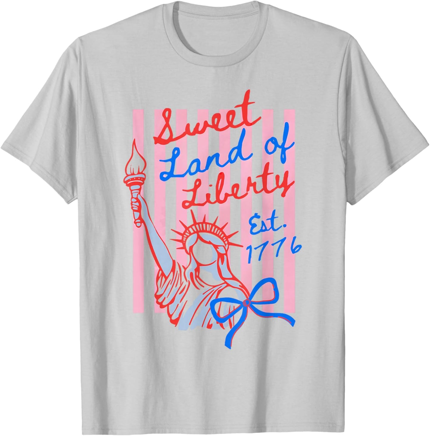 Sweet Land of Liberty Est 1776 4th July USA Flag Men Women T-Shirt - T-Shirt | Ash