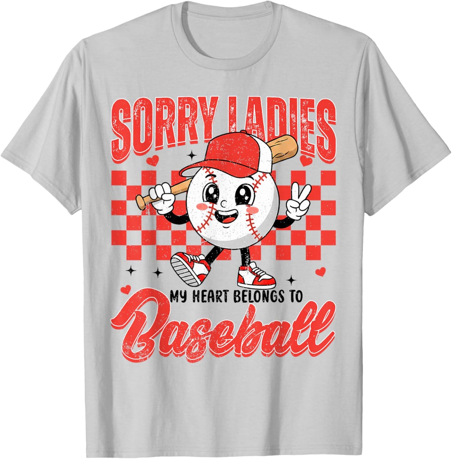 Sorry Ladies My Heart Belongs to Baseball Valentines Boys T-Shirt - T-Shirt | Ash