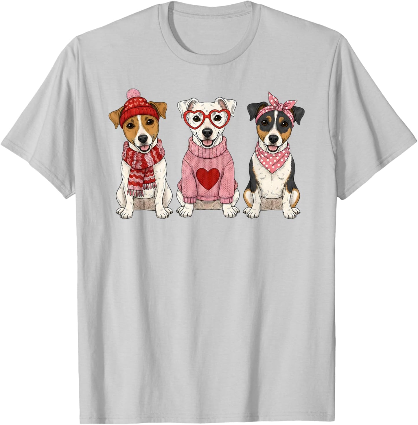 Cute Jack Russell Terrier Valentine Dog T-Shirt - T-Shirt | Ash
