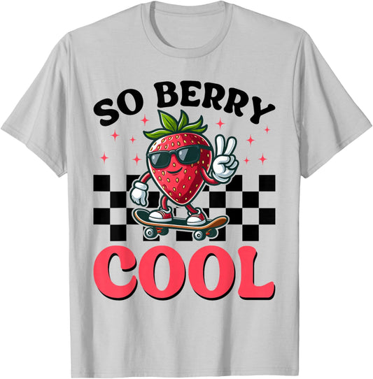 Groovy So Berry Cool Fruit Lover Strawberry Season for Boy T-Shirt - T-Shirt | Ash