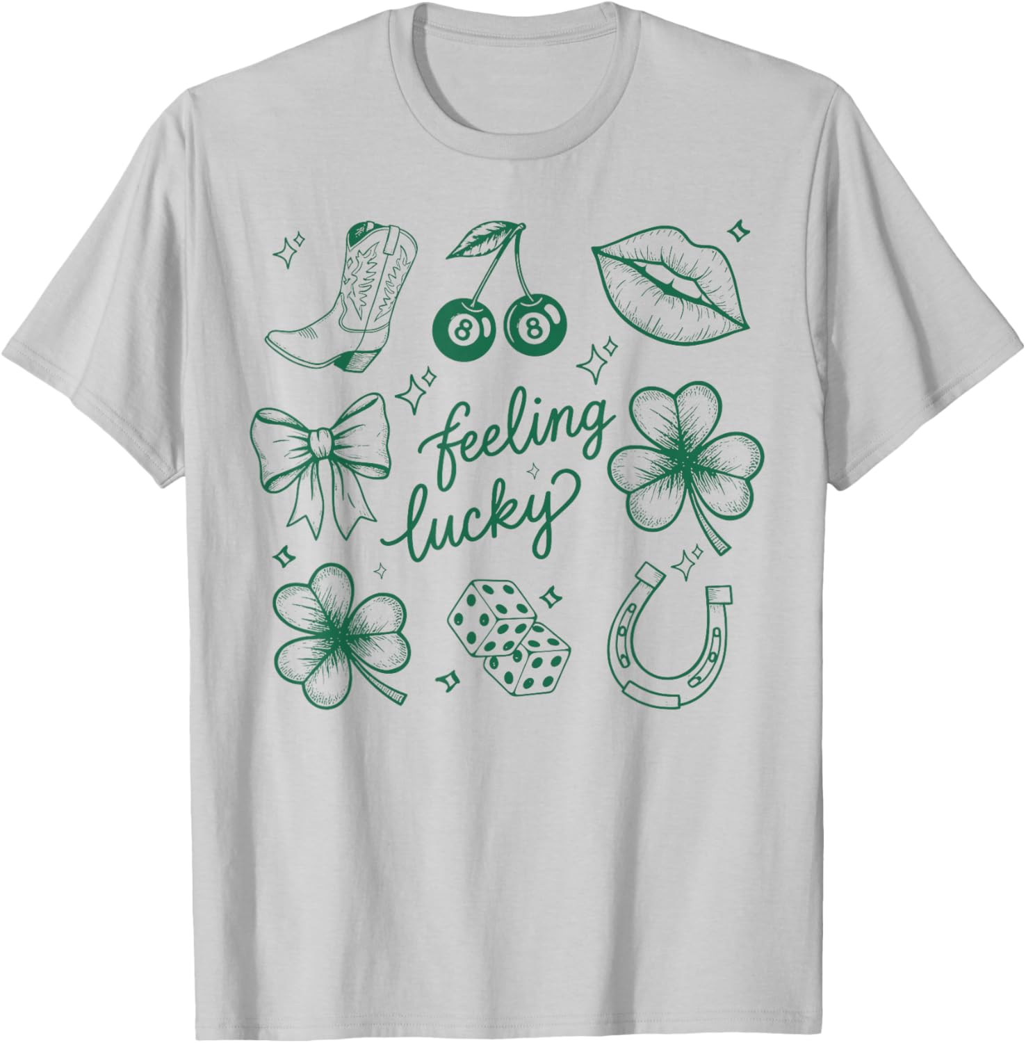 Feeling Lucky Irish Shamrocks Patrick's Day Men Women T-Shirt - T-Shirt | Ash
