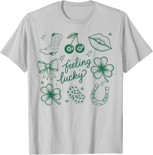 Feeling Lucky Irish Shamrocks Patrick's Day Men Women T-Shirt - T-Shirt | Ash