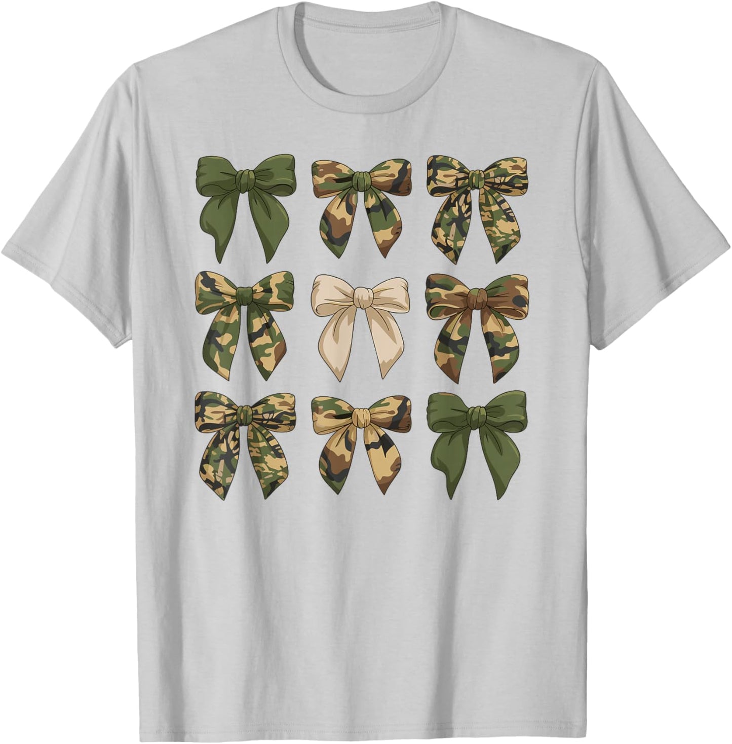 Camouflage Old Camo Bow Cute Country Hunting Women Girl T-Shirt - T-Shirt | Ash