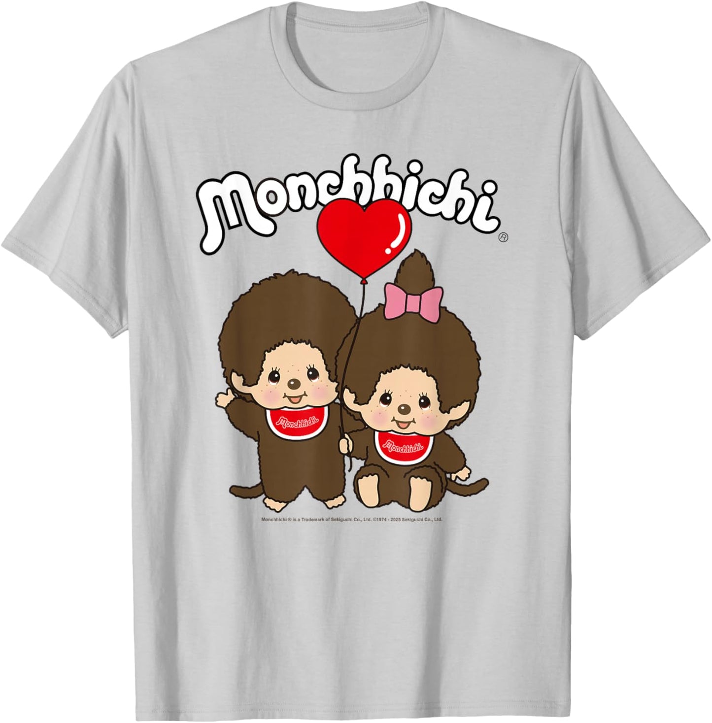 Monchhichi Valentine's Day Cute Little Fluffy Twins T-Shirt - T-Shirt | Ash