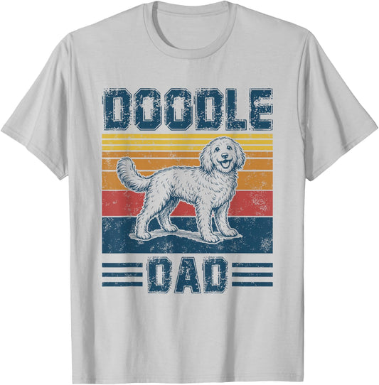 Funny Vintage Doodle Dad Retro Dog Lover T-Shirt - T-Shirt | Ash