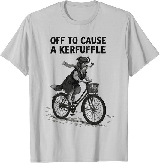 Off to Cause A Kerfuffle Australian Shepherd Vintage Retro T-Shirt - T-Shirt | Ash