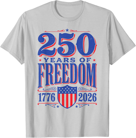 Flag Vintage 250 Years American 1776 2026 250th USA Birthday T-Shirt - T-Shirt | Ash