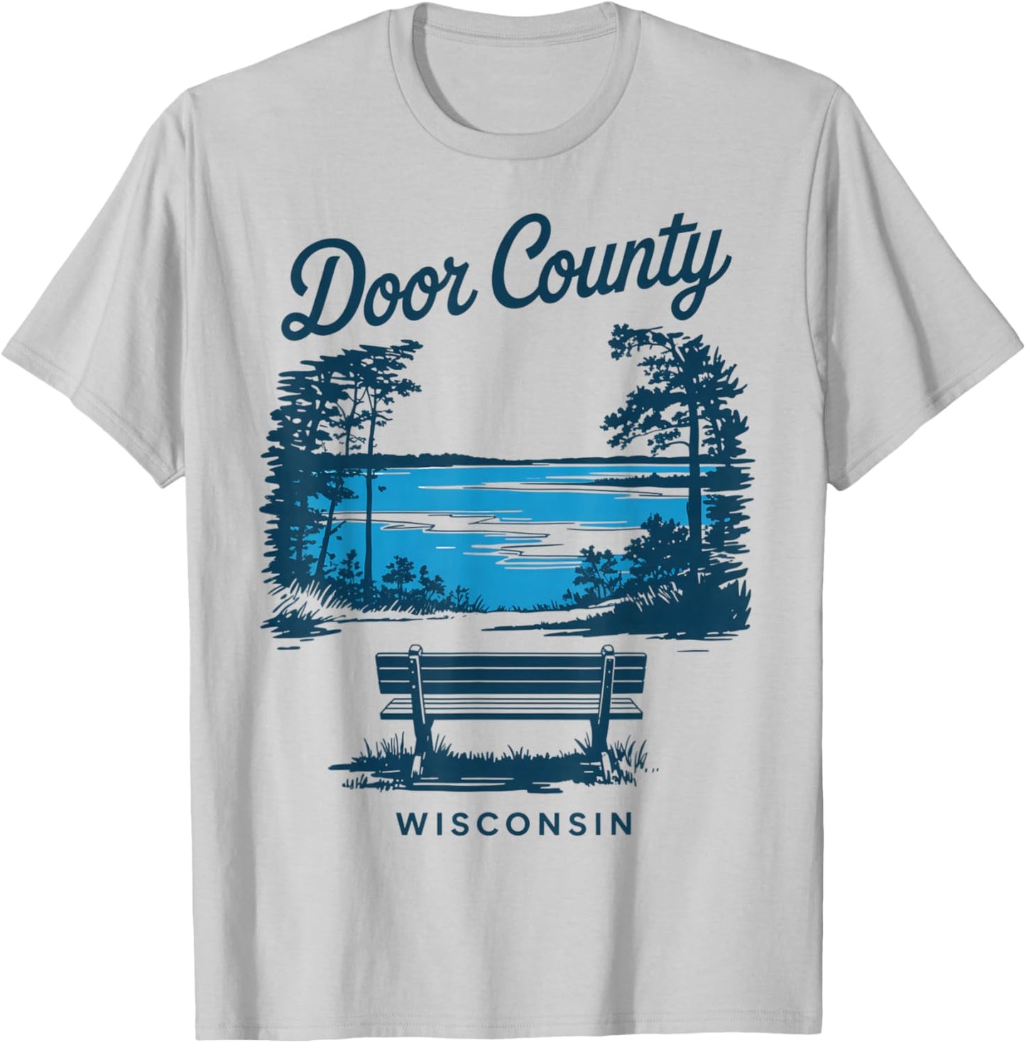 Door County Wisconsin Vintage Travel Scenic View T-Shirt - T-Shirt | Ash
