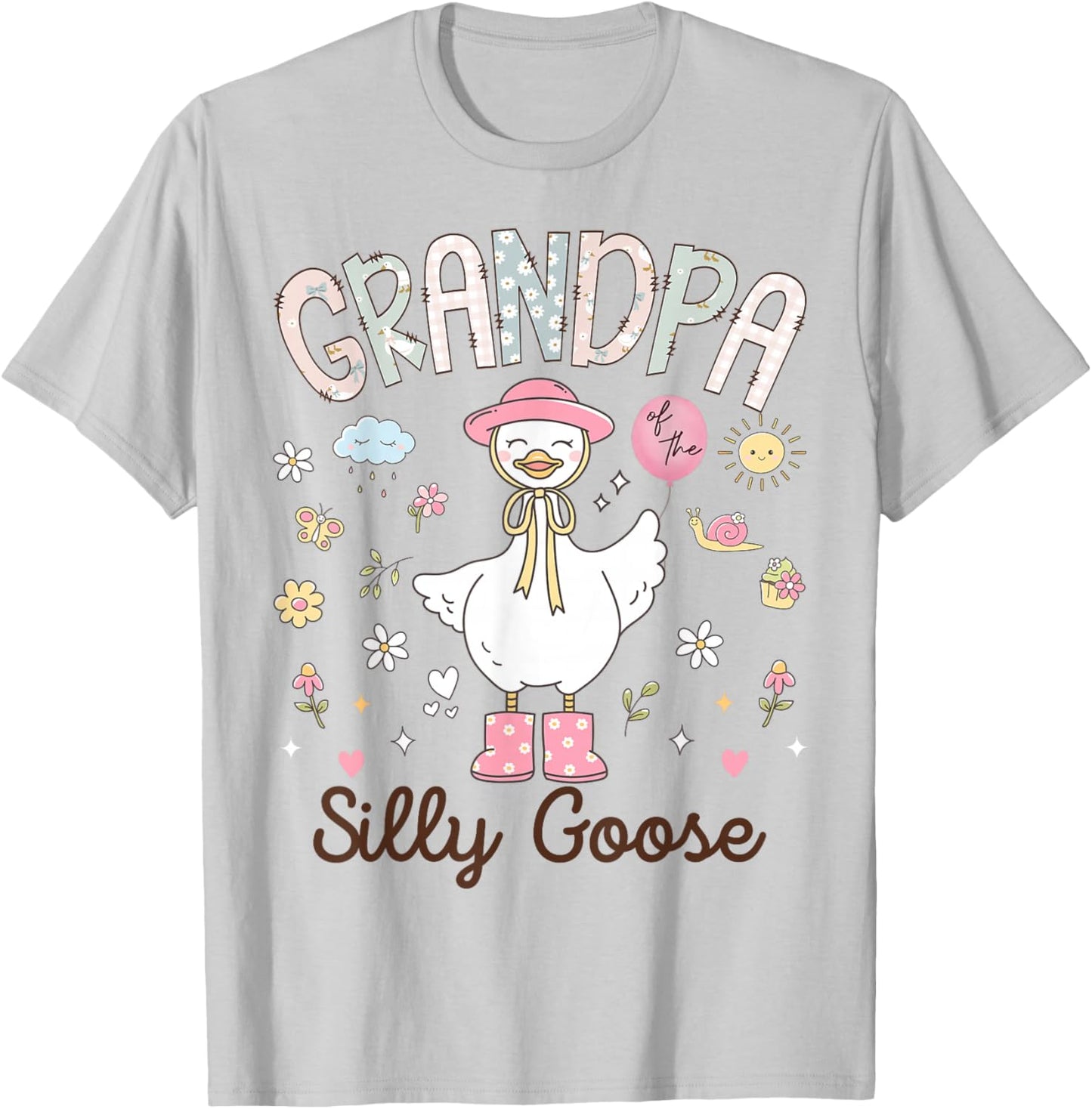 Grandpa of The Silly Goose Funny Birthday Girl Party T-Shirt - T-Shirt | Ash