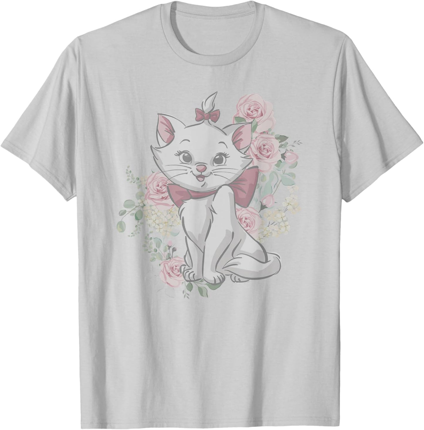 Disney The Aristocats Cute Marie Watercolor Roses Bouquet T-Shirt - T-Shirt | Ash