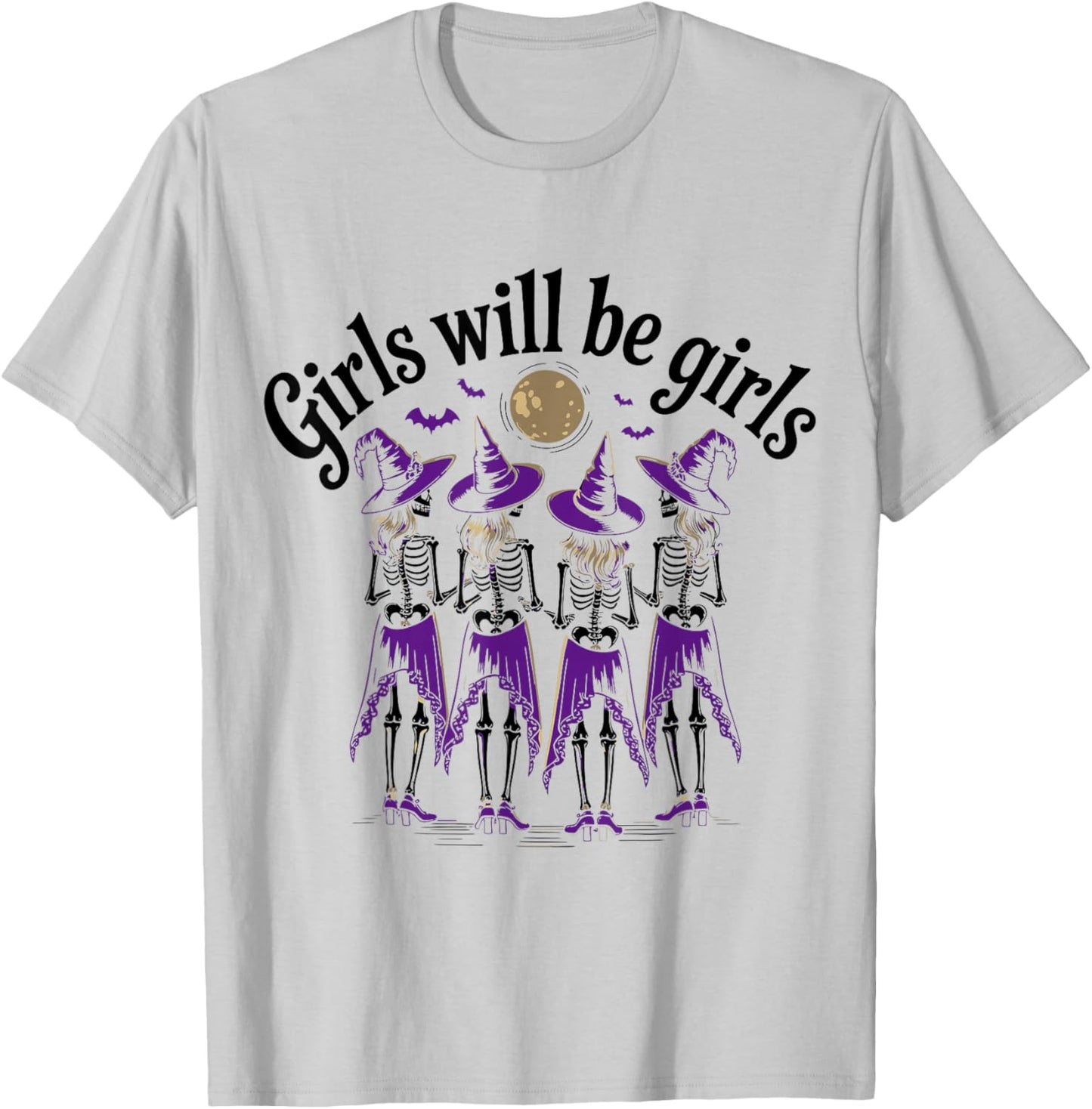 Spooky Season Girls Will Be Girls Witch Vintage Halloween T-Shirt - T-Shirt | Ash