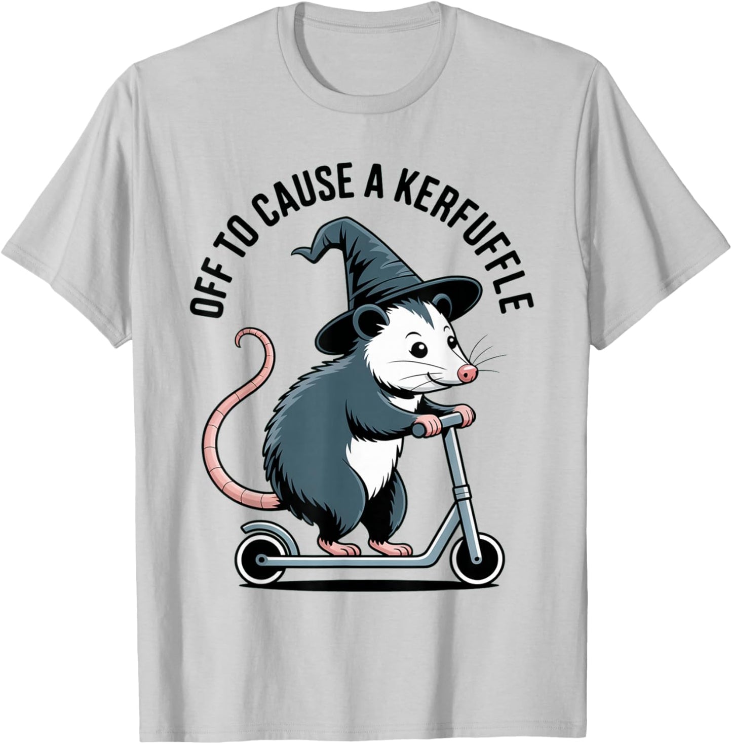 Off to Cause A Kerfuffle Possum Witch Scooter Chaos T-Shirt - T-Shirt | Ash