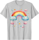 Rainbow with Cute Cloud and Rain T-Shirt - T-Shirt | Ash