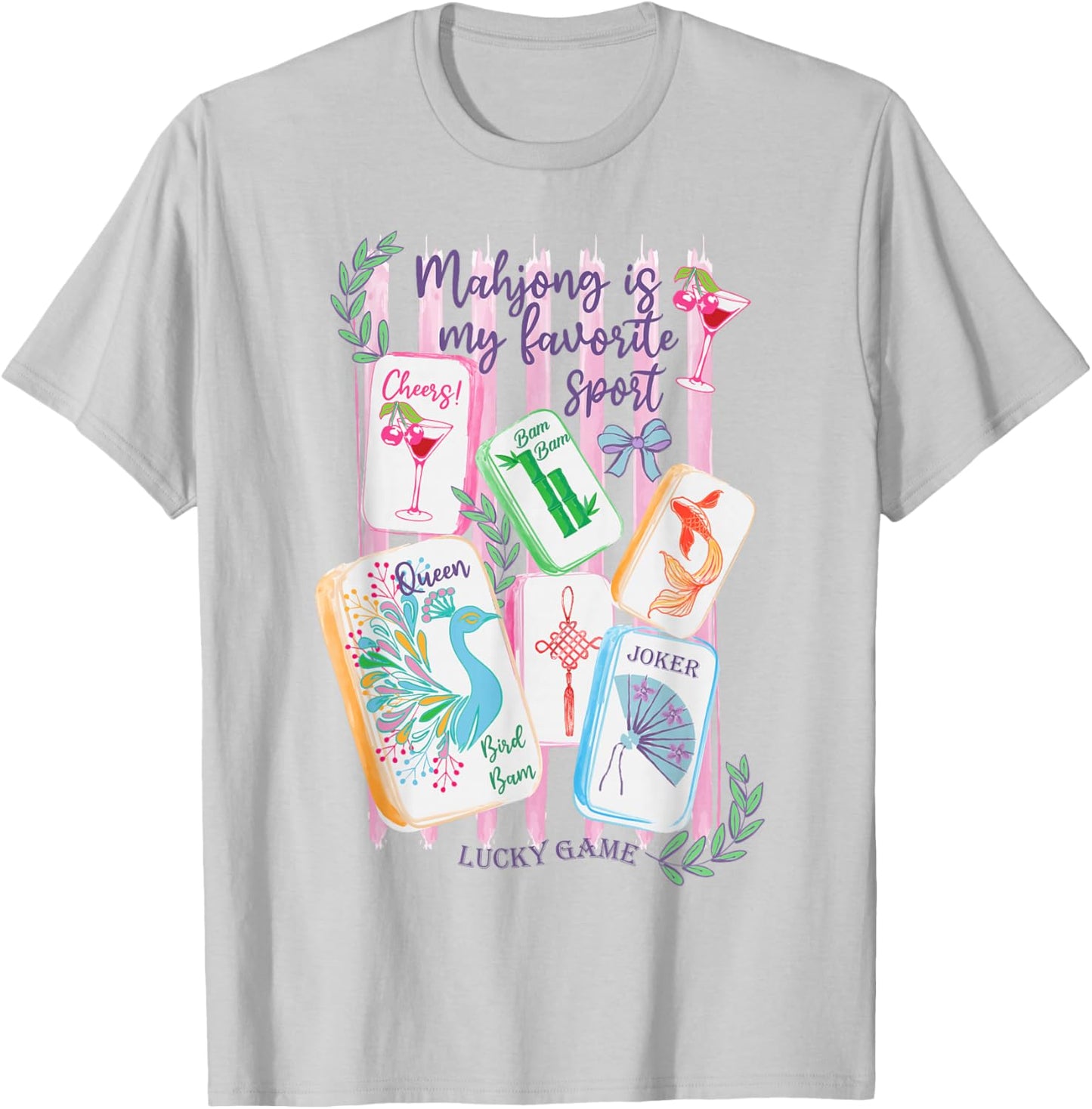 Mahjong Favorite Sport Mahjong Love Playing Chinese Game T-Shirt - T-Shirt | Ash