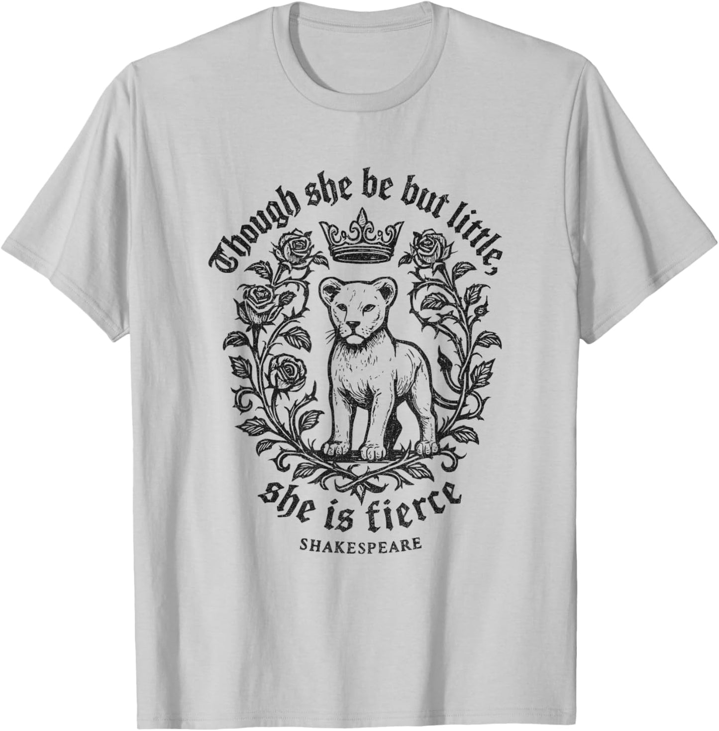 Though She Be But Little Fierce Shakespeare Lion Girls T-Shirt - T-Shirt | Ash