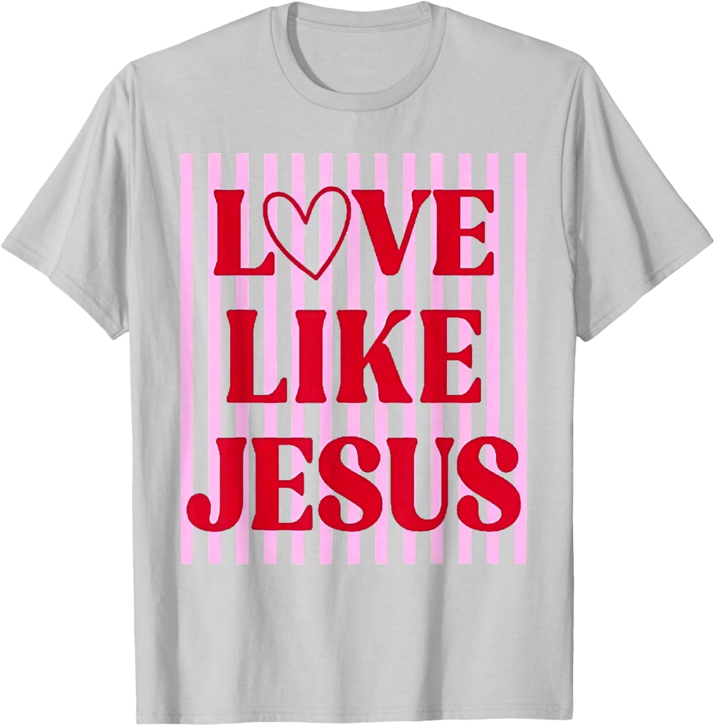 Love Like Jesus Coquette Bow Stripe Women Girl T-Shirt - T-Shirt | Ash