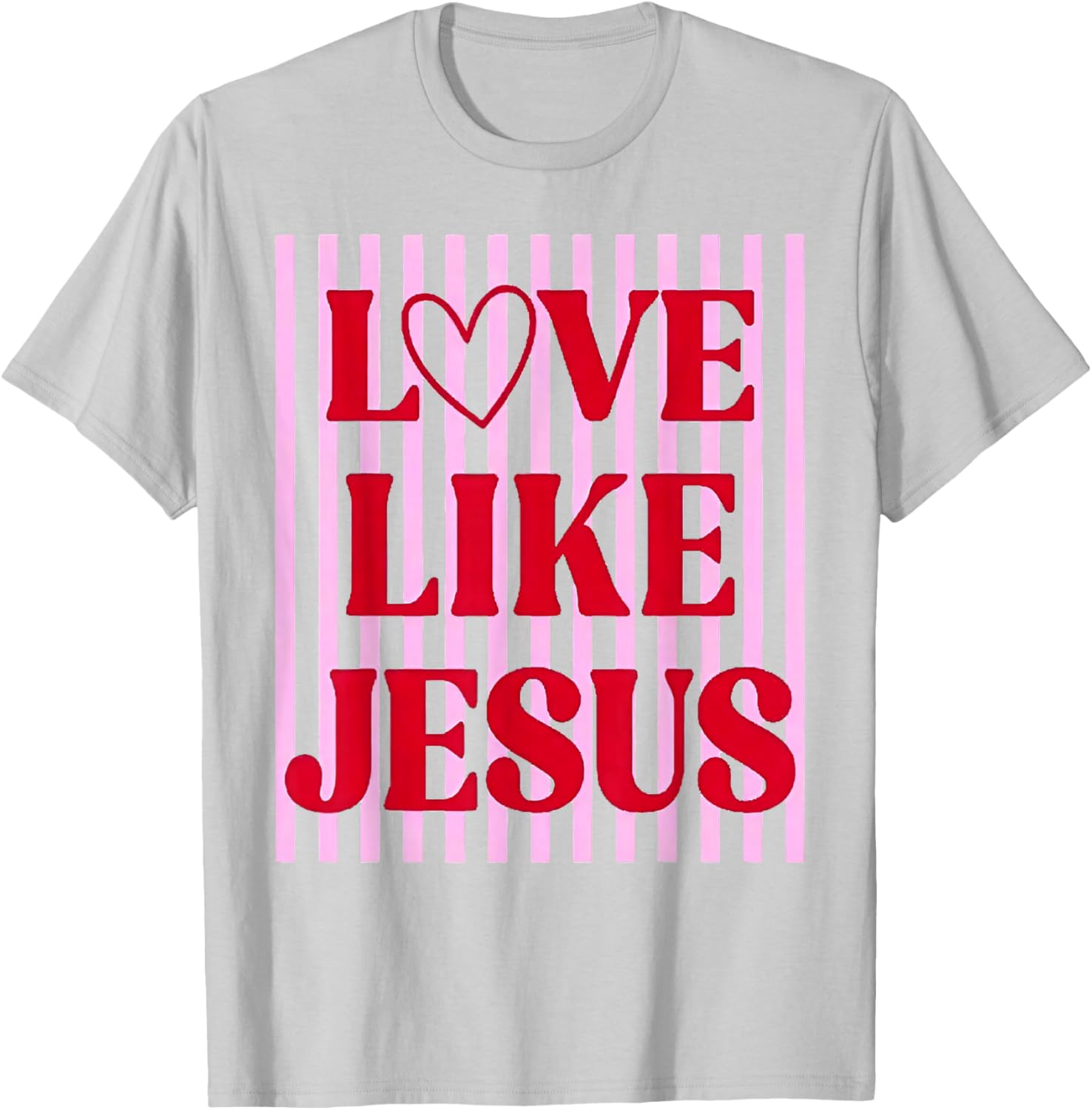 Love Like Jesus Coquette Bow Stripe Women Girl T-Shirt - T-Shirt | Ash