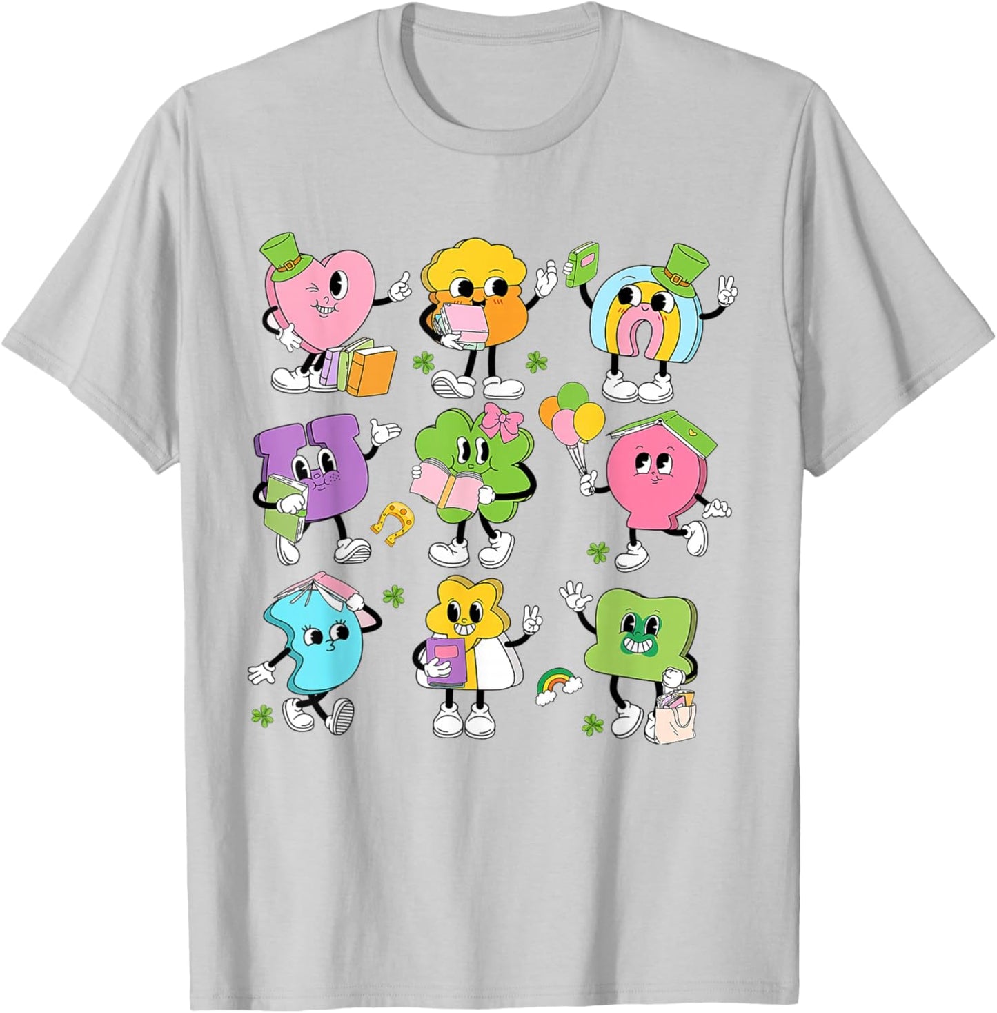 Funny Retro Teaching Lucky Charms Teacher Groovy St Patricks T-Shirt - T-Shirt | Ash