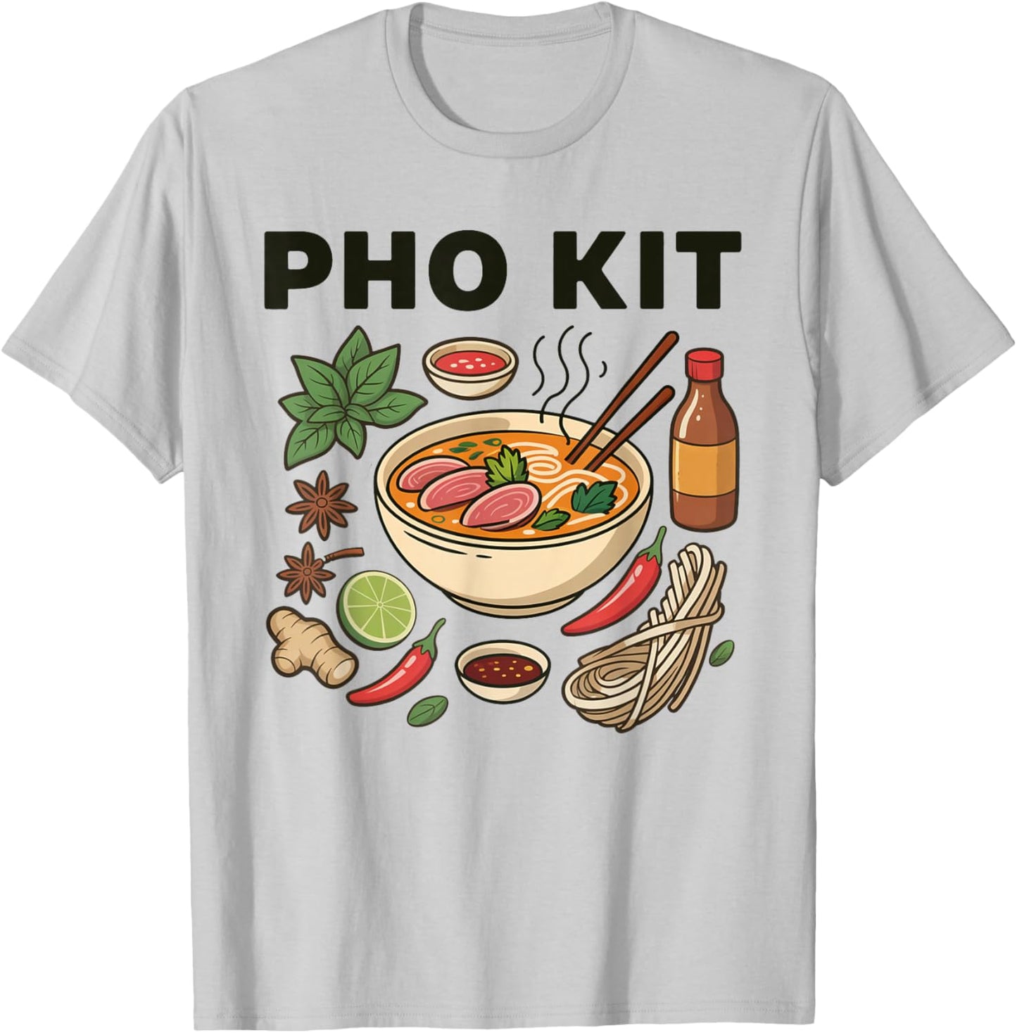 Apparel Pho Kit - Asian Vietnamese Noodle Soup Recipe T-Shirt - T-Shirt | Ash