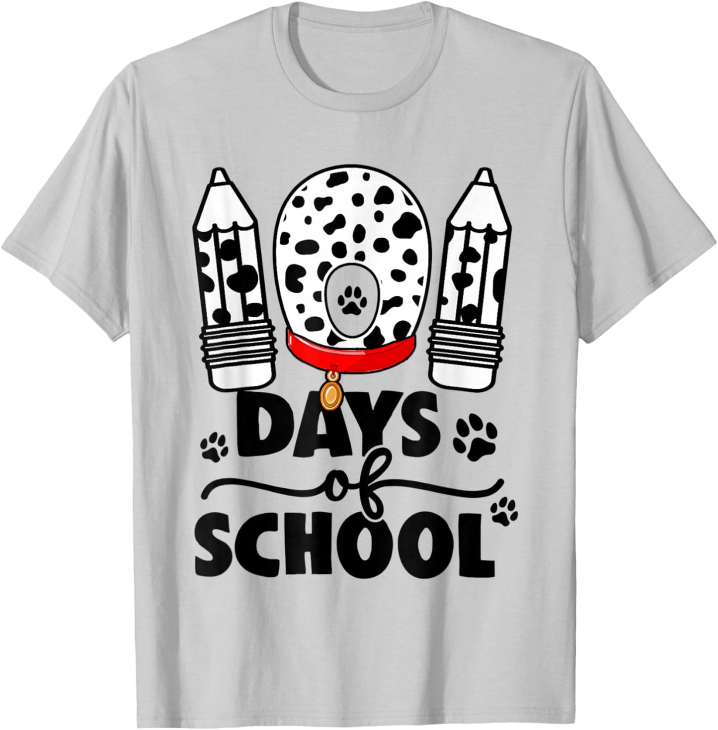Cute Dog Happy 101 Days School Teacher Student 100 Days T-Shirt - T-Shirt | Ash