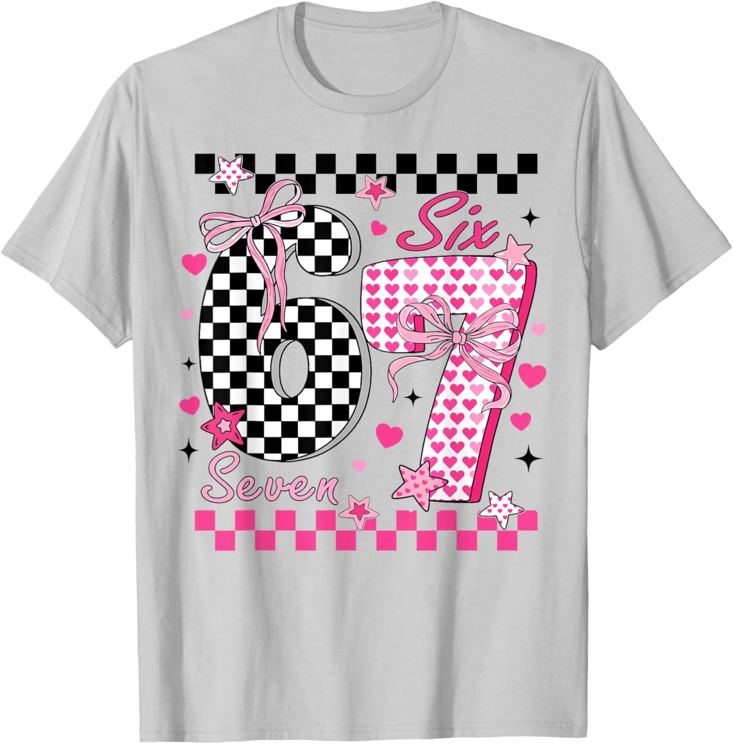 Funny Six Seven Coquette 6 7 Meme Men Women Valentine's Day T-Shirt - T-Shirt | Ash