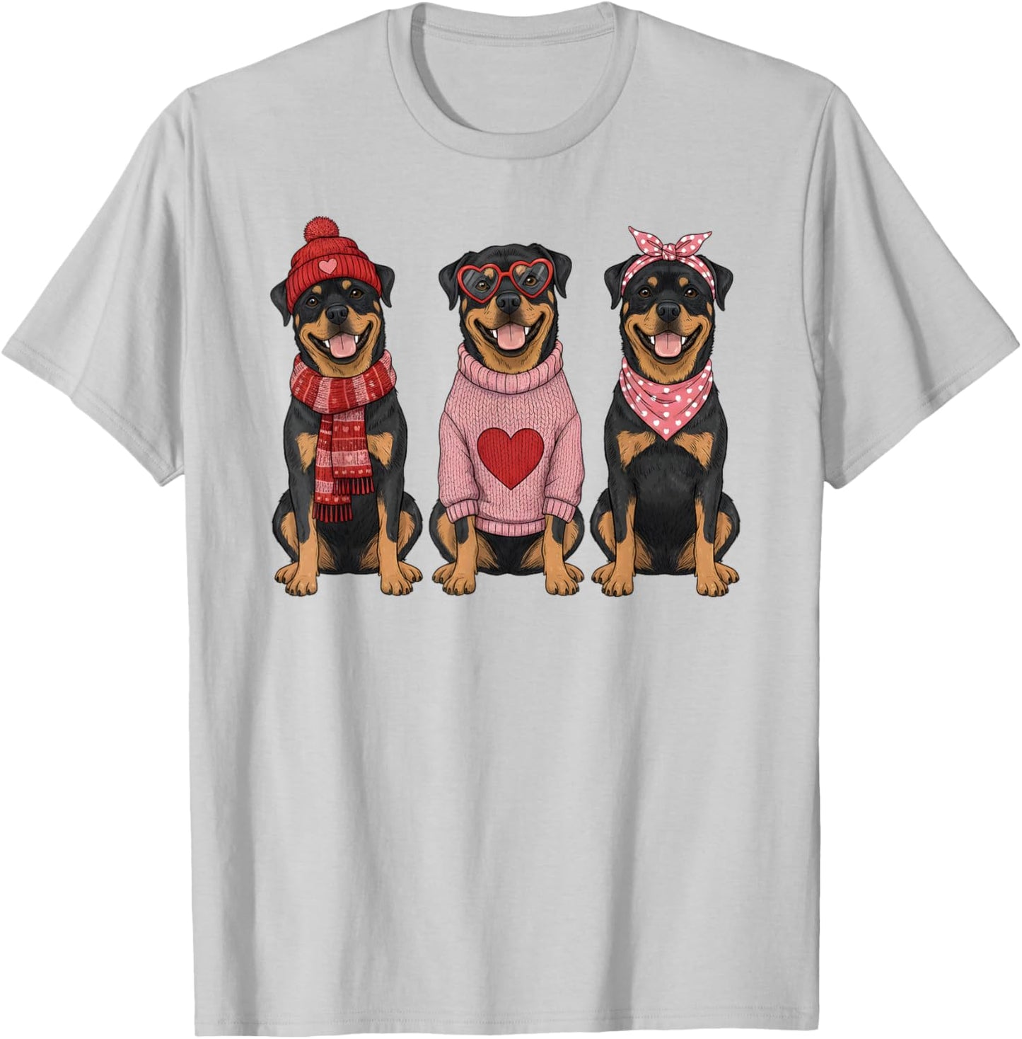 Cute Rottweiler Valentine Rottie Dog T-Shirt - T-Shirt | Ash