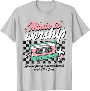 Made to Worship Psalm 150 6 Christian Retro Praise T-Shirt - T-Shirt | Ash