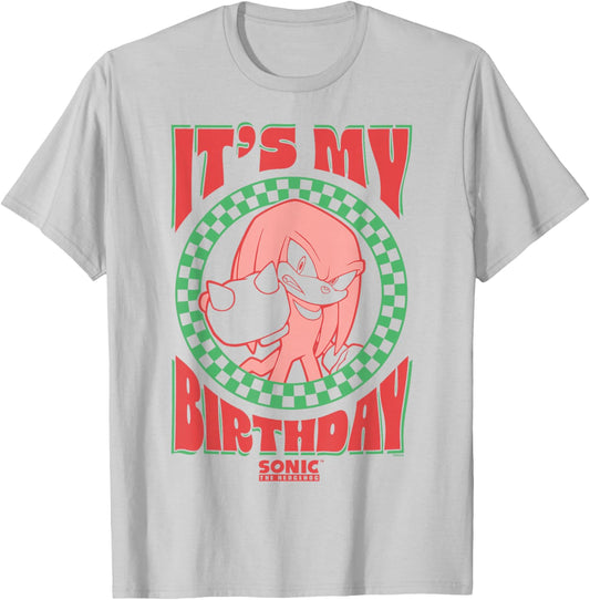 Sonic The Hedgehog It's My Birthday Cool Knuckles Poster T-Shirt - T-Shirt | Ash