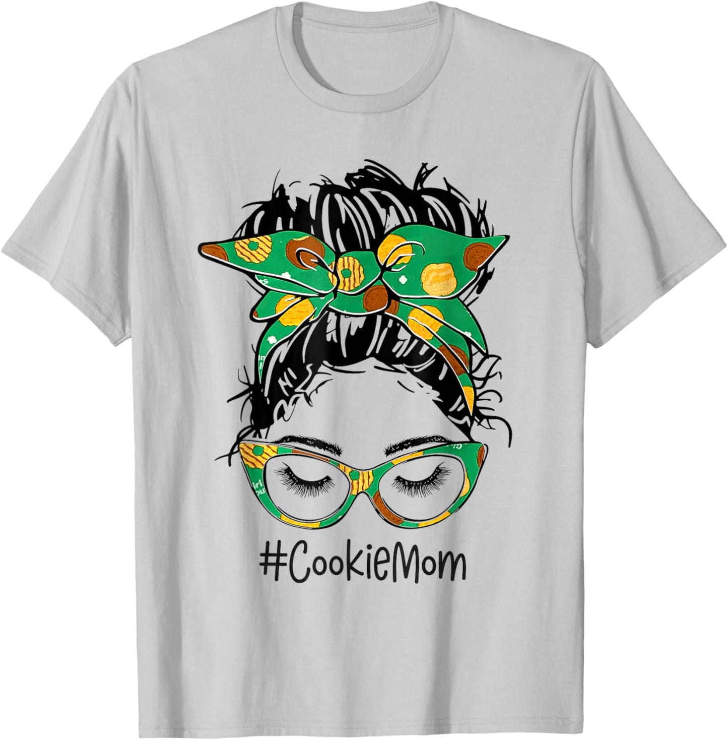 Scout Cookie Mom Girls Momlife Messy Bun Sunglasses T-Shirt - T-Shirt | Ash