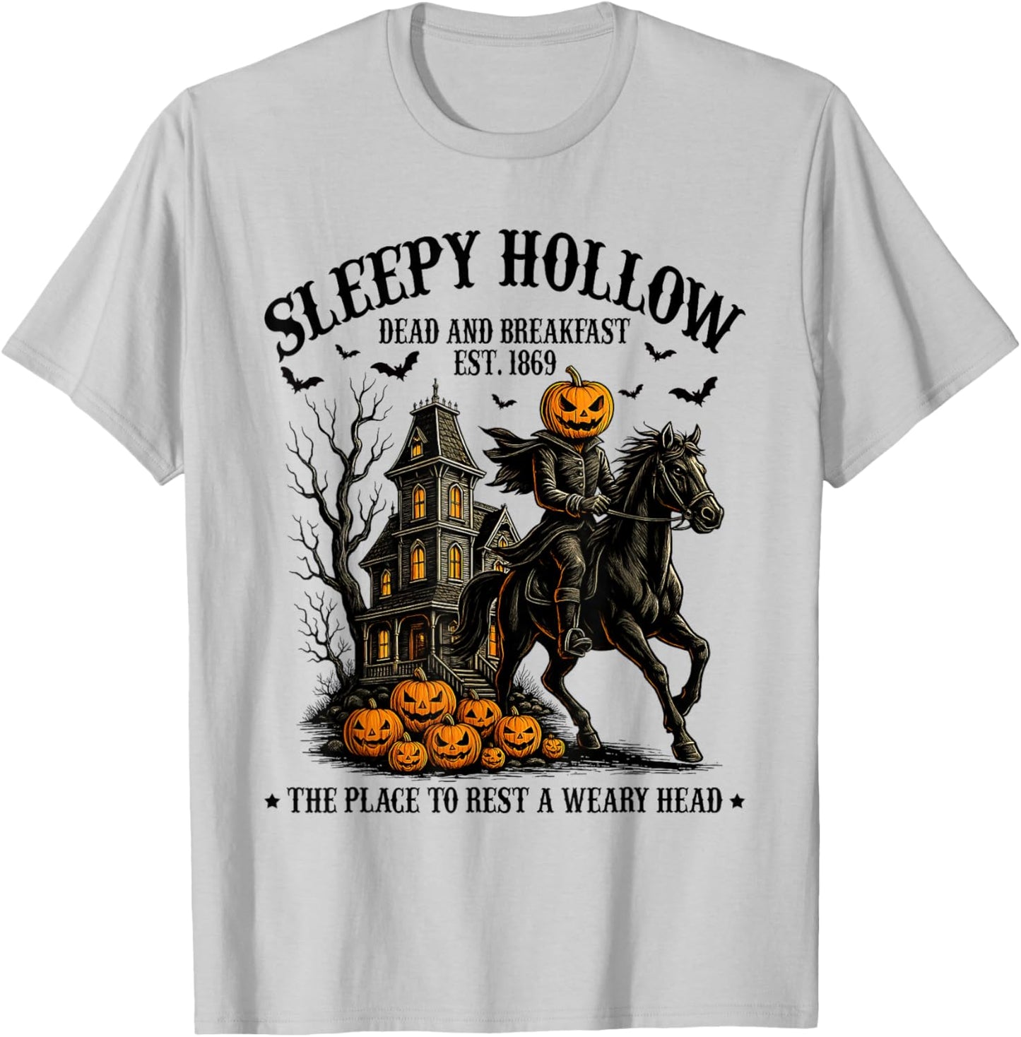 Sleepy Hollow Dead and Breakfast Est 1869 Headless Horseman T-Shirt - T-Shirt | Ash